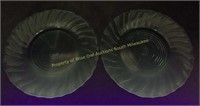 (2) Swirl ultramarine uranium glass 9" plates