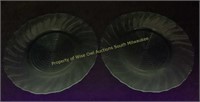(2) Swirl ultramarine uranium glass 9" plates