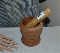 turned wood mortar and pestle