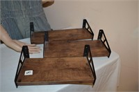 set of 3 small wooden shelves