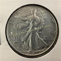 1947 Walking Liberty silver half dollar