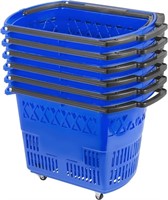 B8152  Mophorn Blue Shopping Baskets, Wheels, 6PCS