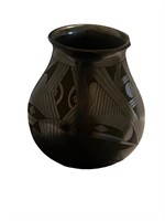 A Santa Clara Style Signed Pottery Vase 7"H