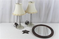 Pr. Glass Table Lamps, Wall Mirror, Starfish+