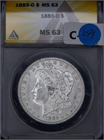 3 1885-O Morgan Silver Dollars