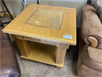 CARVED WOODEN END TABLE