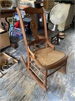 WOODEN ROCKING CHAIR W/ CANE SEAT