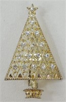 Eisenberg Ice Christmas Tree Brooch Pin - Gold