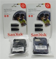 4 New SanDisk 64 GB USB Flash Drives