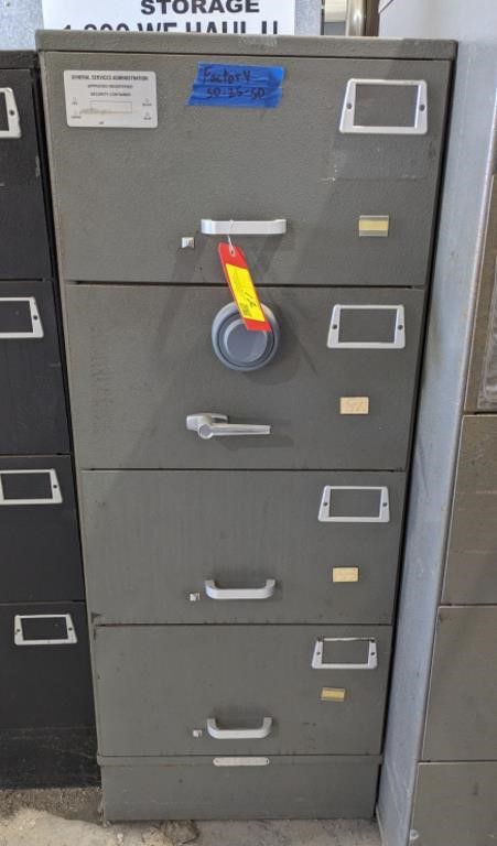 Mosler 4-Drawer Locking Filing Cabinet 52"x21"x30"