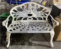 Metal Orchid Pattern Patio Bench, 43x30x36in