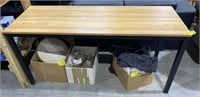 Wood and Metal Table, 63x24x30in
*contents under