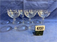 Crystal Stemware w/Etching, 7 Pieces