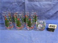 Christmas Glasses, 7-5.5"T & 1-4"T