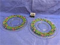 Christmas Glass Plates, Qty: 2, 11" Diameter