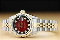 Rolex Ladies Datejust Pyramid Diamond Watch