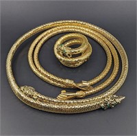 Snake Necklace and Bracelet, Hand Necklace