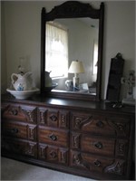 Wooden dresser with mirror