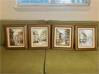 4 Small Original Oil Paintings Cityscapes, Signed