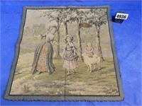 Vintage Tapestry 20" Sq Mother 2 Girls & Dog