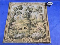 Vintage Tapestry 19" Sq Birds In Trees