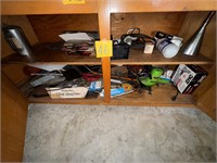Cabinet lot full of items to include hedge trimmer