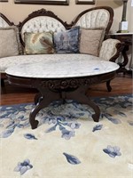 Marble Top Oval Coffee Table