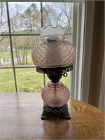 Pink Hobnail Glass Table Lamp