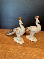 Vintage Gilded Ceramic Peacocks
