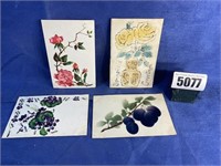 Antique Postcards, 4 Floral