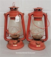 Two Unmarked12" Cold Blast Lamps - Broken Glass