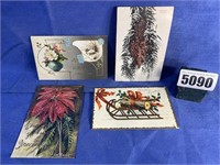 Antique Greeting Card Postcards, 3 Christmas