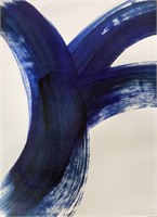 Blue Shock Glossy Brush Strokes Painting