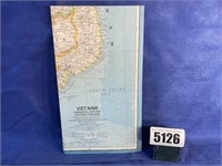 Vintage Vietnam Map, 1965, Natl. Geographic