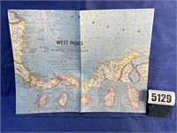 Vintage West Indies Map, 1962, The Natl.