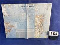 Vintage Top of The World Map, 1965, The Natl.