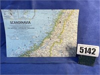 Vintage Scandinavia Map, 1963, The Natl.