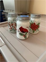 3pc. Painted Christmas Jars