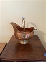 Large Copper Dutch Helment Scuttle Bucket Delft