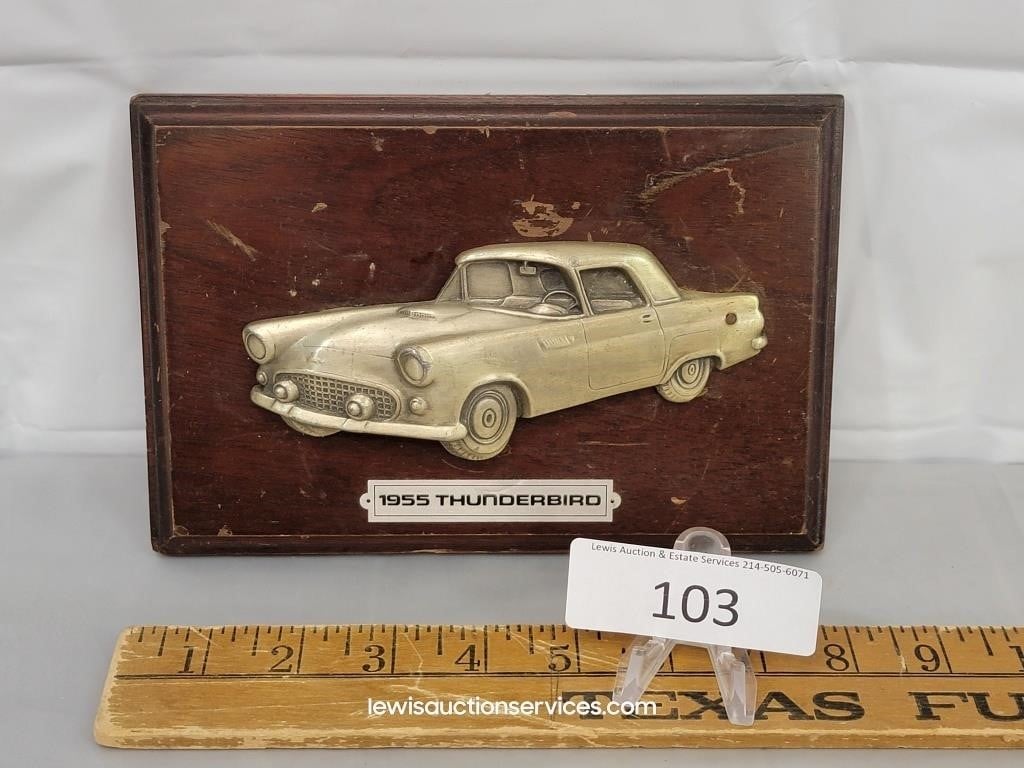 8" Wood & Metal 1955 Ford Thunderbird Plaque
