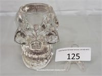 5" Glass Skull Candle Holder