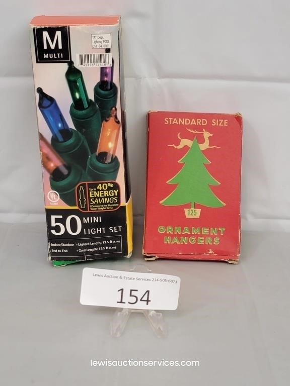 50 Mini Christmas Light Set & Ornament Hangers