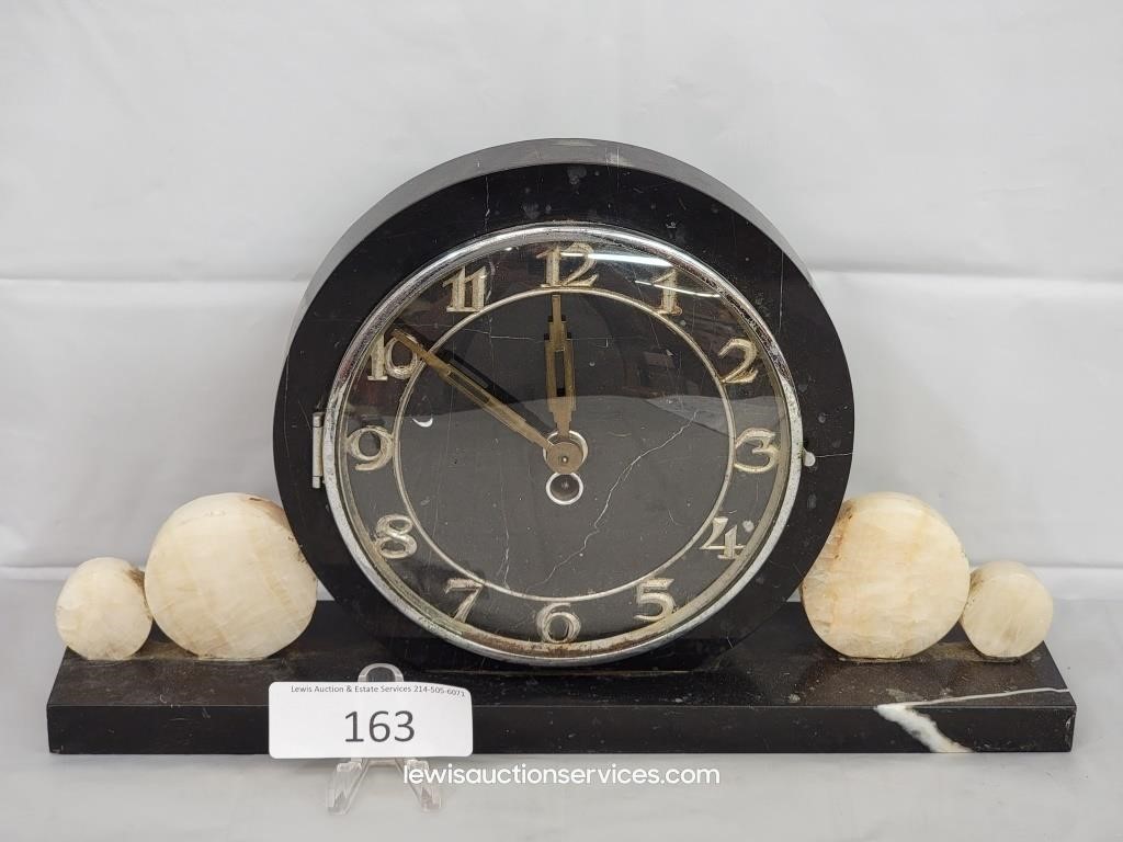 14" Foreign Heavy Marble Manual Wind Mantel Clock