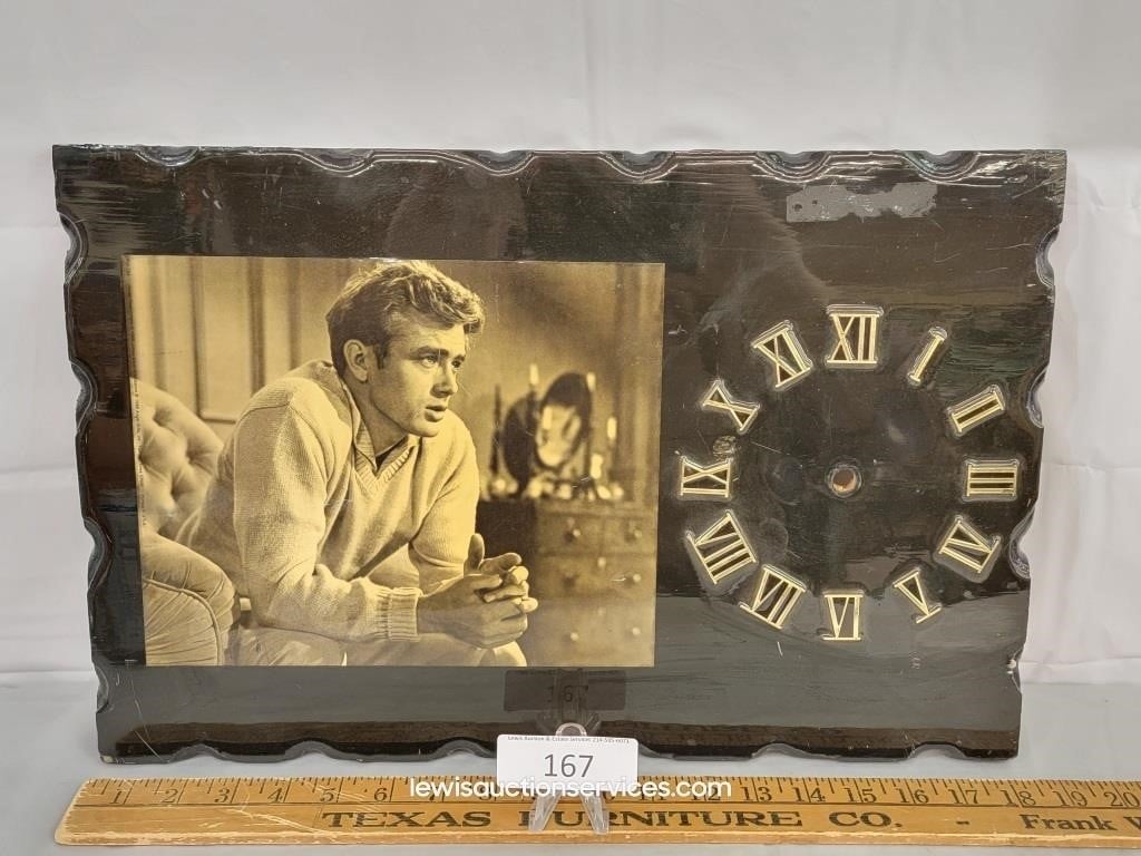 18" James Dean Photo Clock - Mounted on  Wood