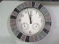 14in Wall Clock w/Temp