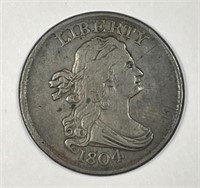 1804 Draped Bust Half Cent 1/2c C-8 Spiked Chin XF