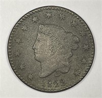 1822 Liberty Matron Head Large Cent Fine F details