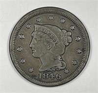 1846 Braided Hair Large Cent Fine F
