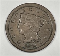 1845 Braided Hair Large Cent Very Good VG