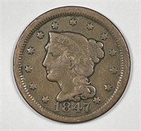 1847 Braided Hair Large Cent Very Good VG